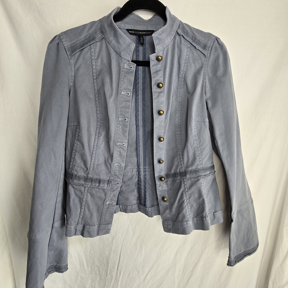 White House Black Market Slate Blue Grey Utility Jacket